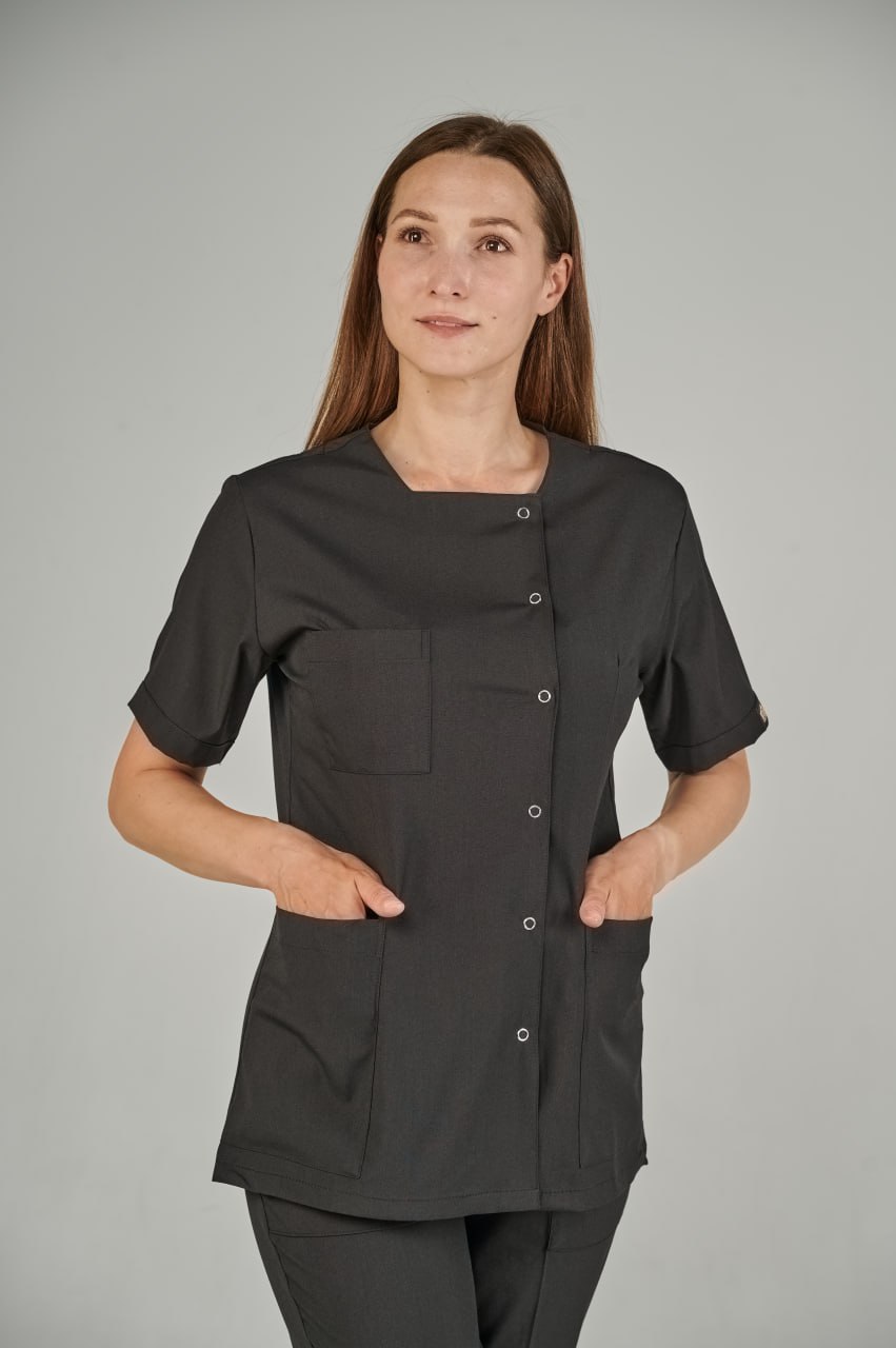 Костюм Lycra  кнопка сбоку кор/рукав Черный (Siyah) XXL
